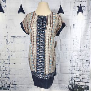 ZOZO Womens Multi-color Cap Sleeve Geometric Design Flowy Dress Sz XL $148 NWT